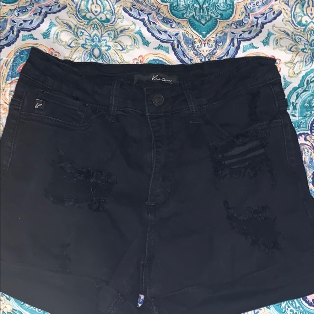 Black denim shorts